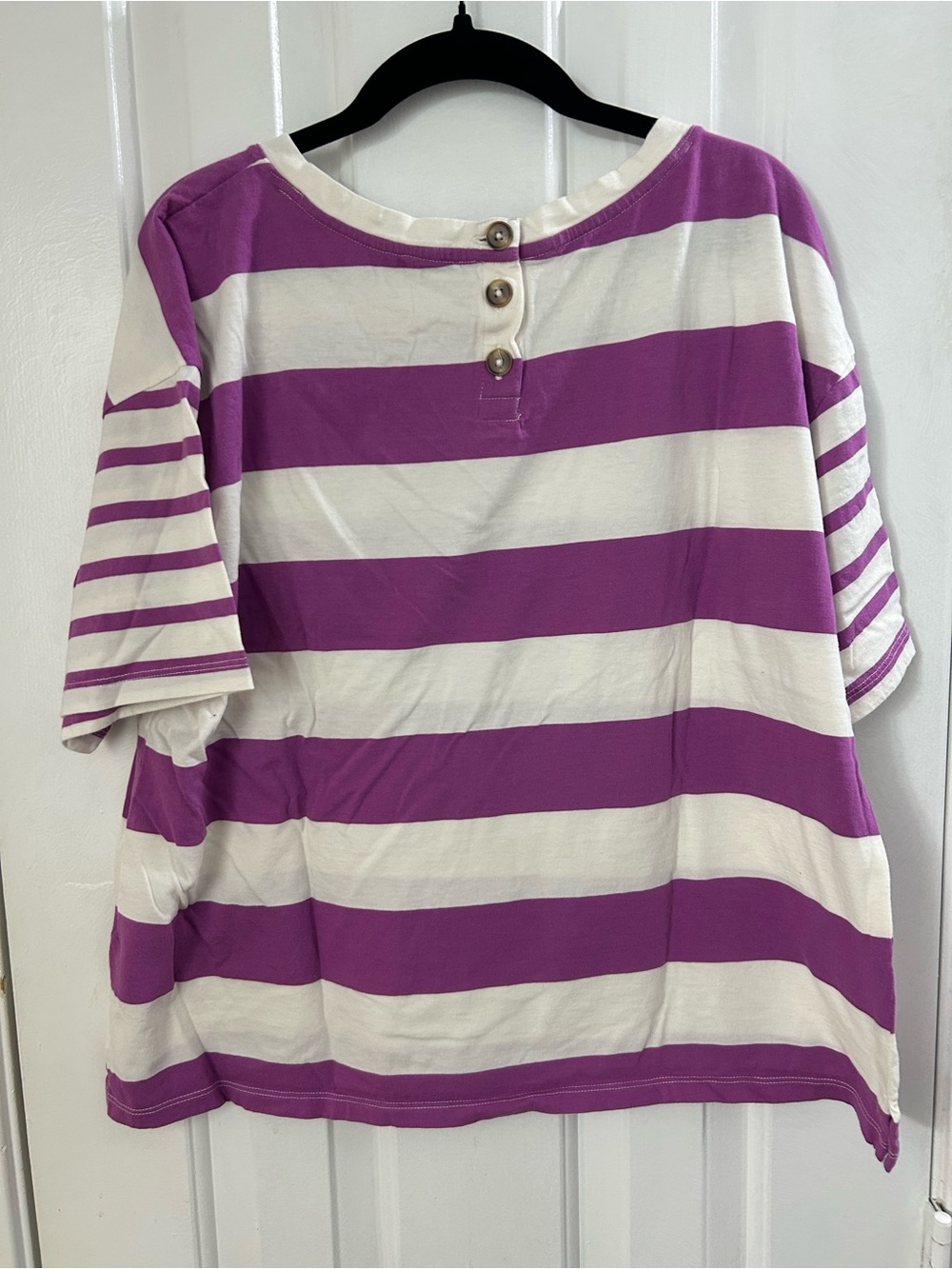 Talbots 100% Cotton Purple & White Striped Top Size Large - Picture 3 of 4